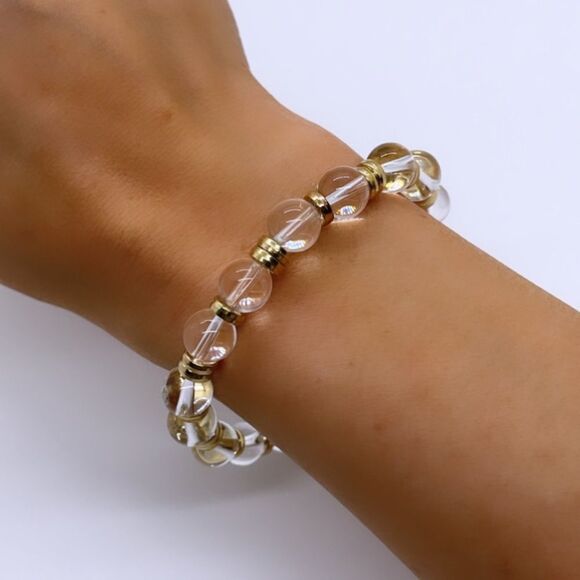NWT Wool + Pepper Co. Clear & Gold Bracelet - Picture 1 of 5